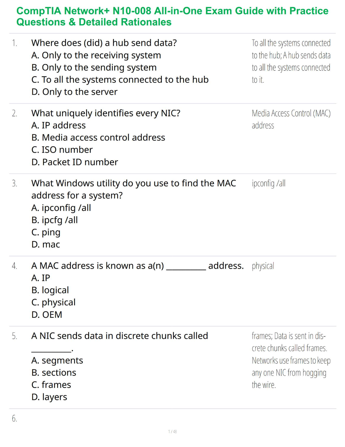 CompTIA Network+ N10-008 All-in-One Exam Guide with Practice Questions