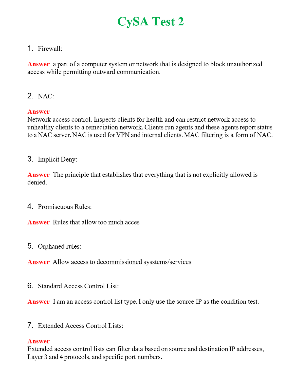 CySA Test 2 Questions With Complete Grade A+ Answers