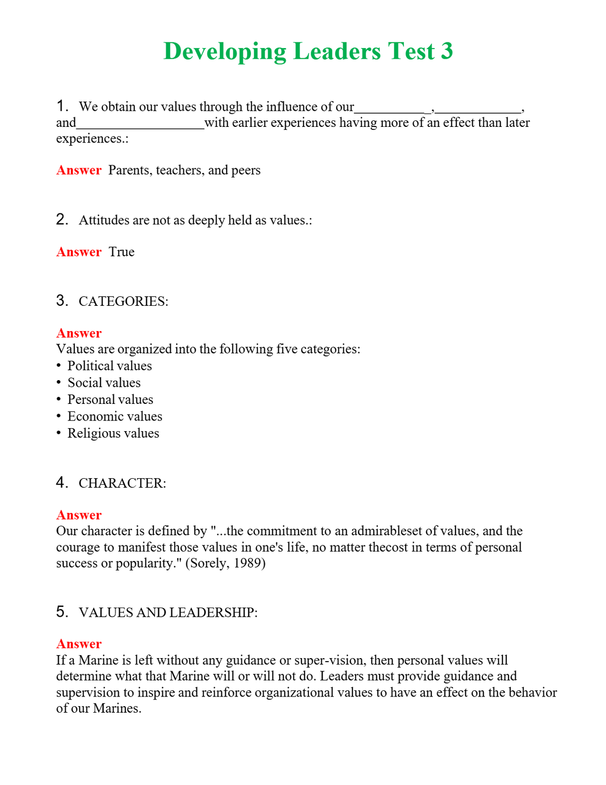 Developing Leaders Test 3 | Actual Questions and Verified Answers ( Included ) 100% Correct