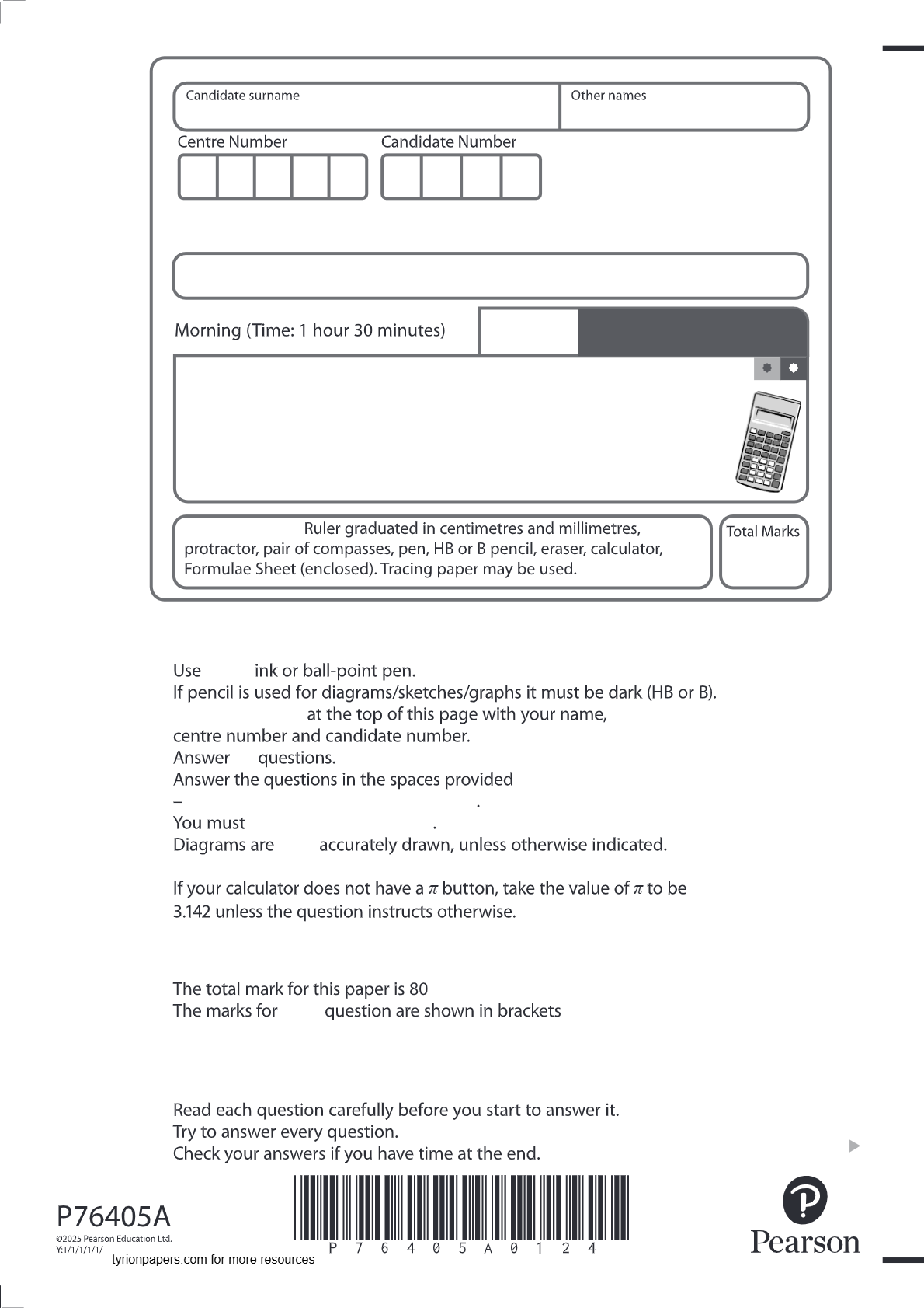 EDEXCEL GCSE JUNE 2025 MATHS HIGHER TIER PAPER 2 LATEST