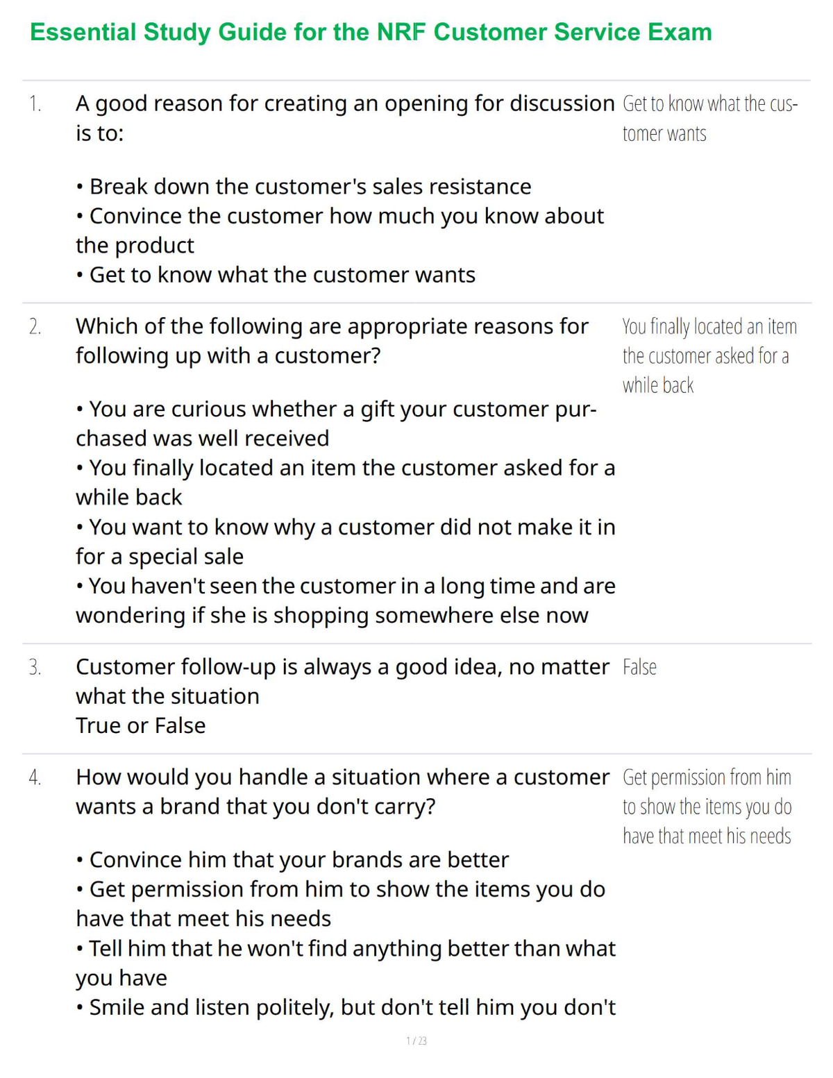 Essential Study Guide for the NRF Customer Service Exam