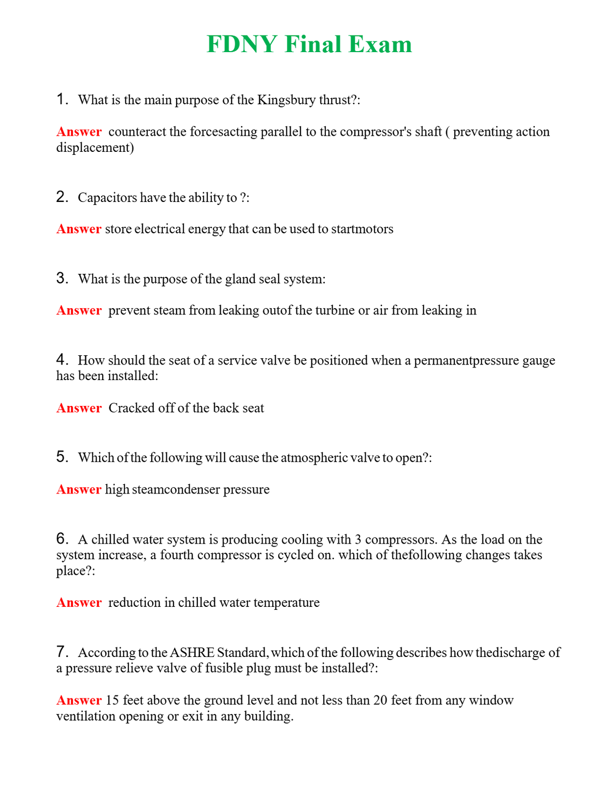 FDNY Final Exam | Actual Questions and Verified Answers ( Included ) 100% Correct
