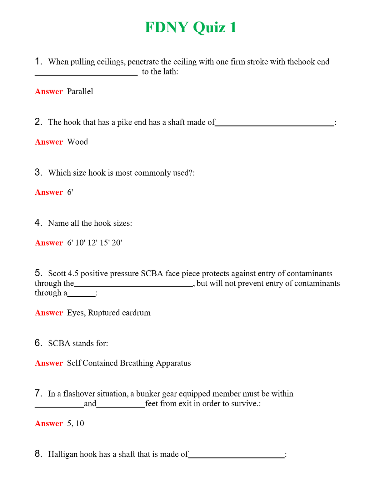 FDNY Quiz 1 | Actual Questions and Verified Answers ( Included ) 100% Correct