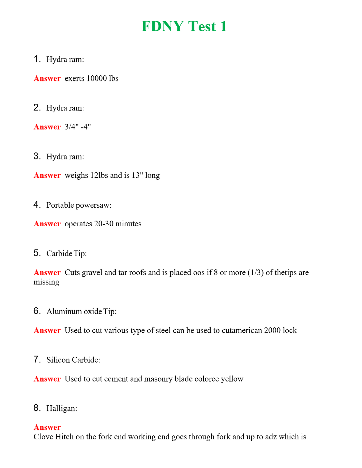 FDNY Test 1 | Actual Questions and Verified Answers ( Included ) 100% Correct