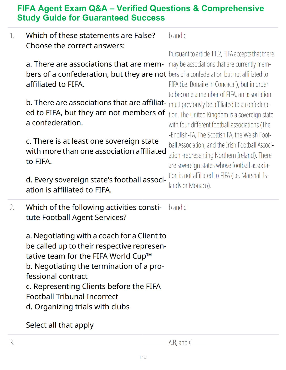 FIFA Agent Exam Q&A – Verified Questions & Comprehensive Study Guide for Guaranteed Success