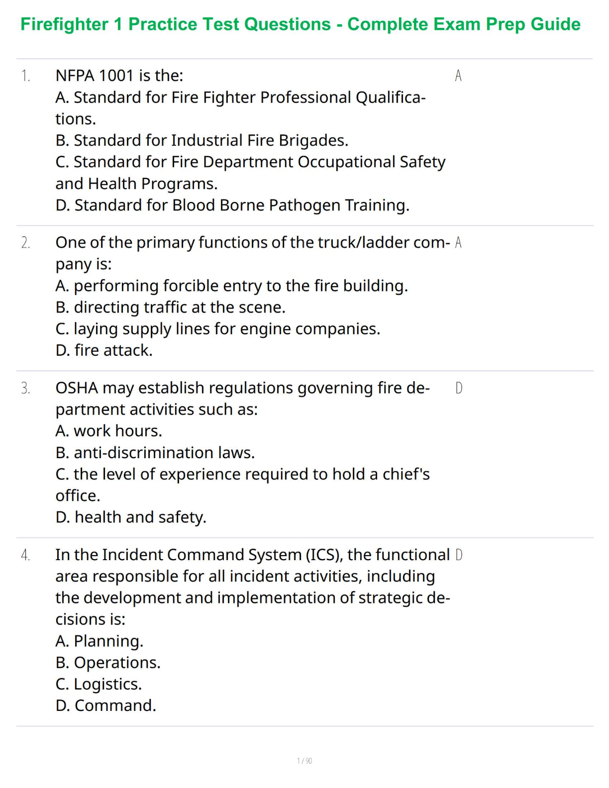 Firefighter 1 Practice Test Questions - Complete Exam Prep Guide