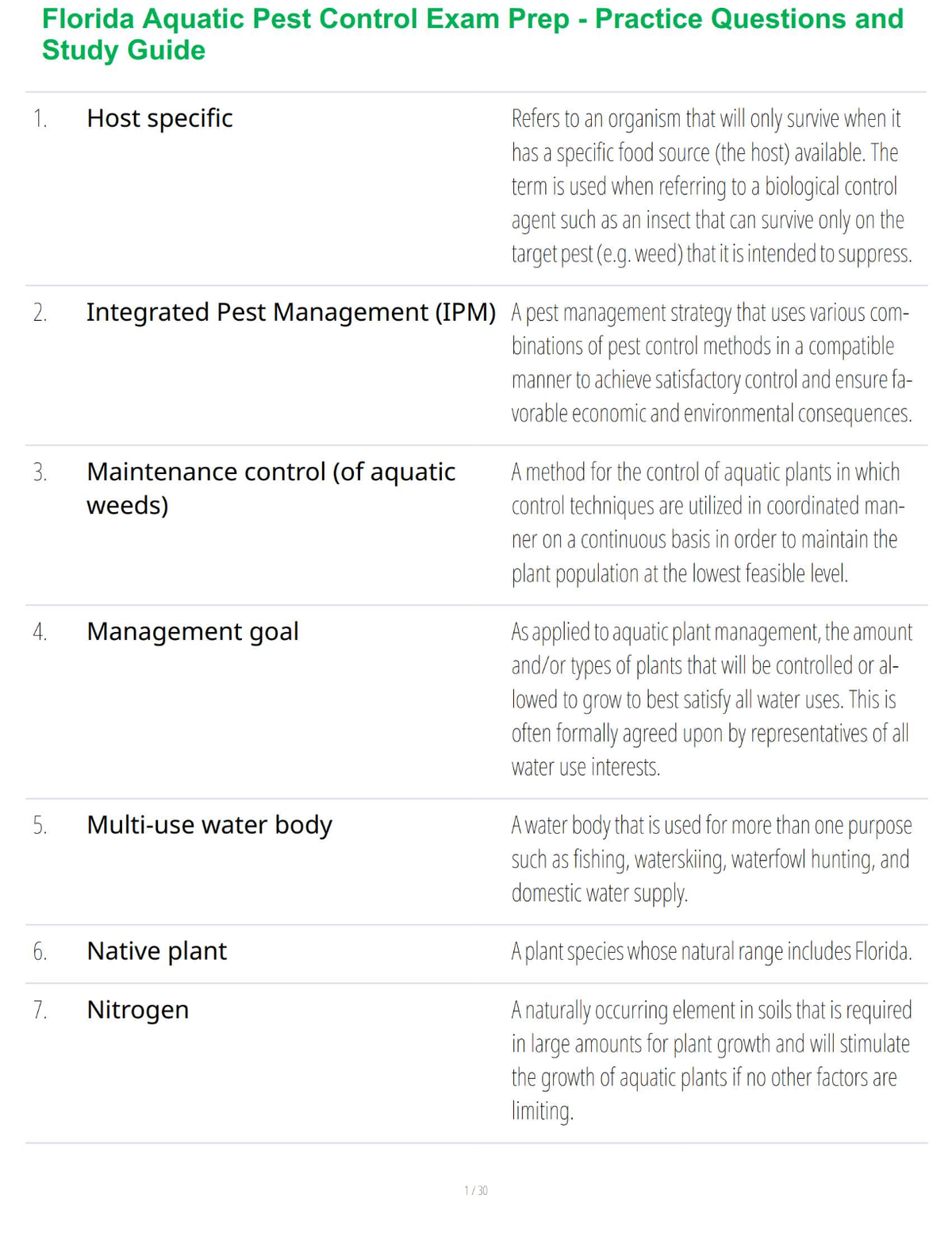 Florida Aquatic Pest Control Exam Prep - Practice Questions and Study Guide