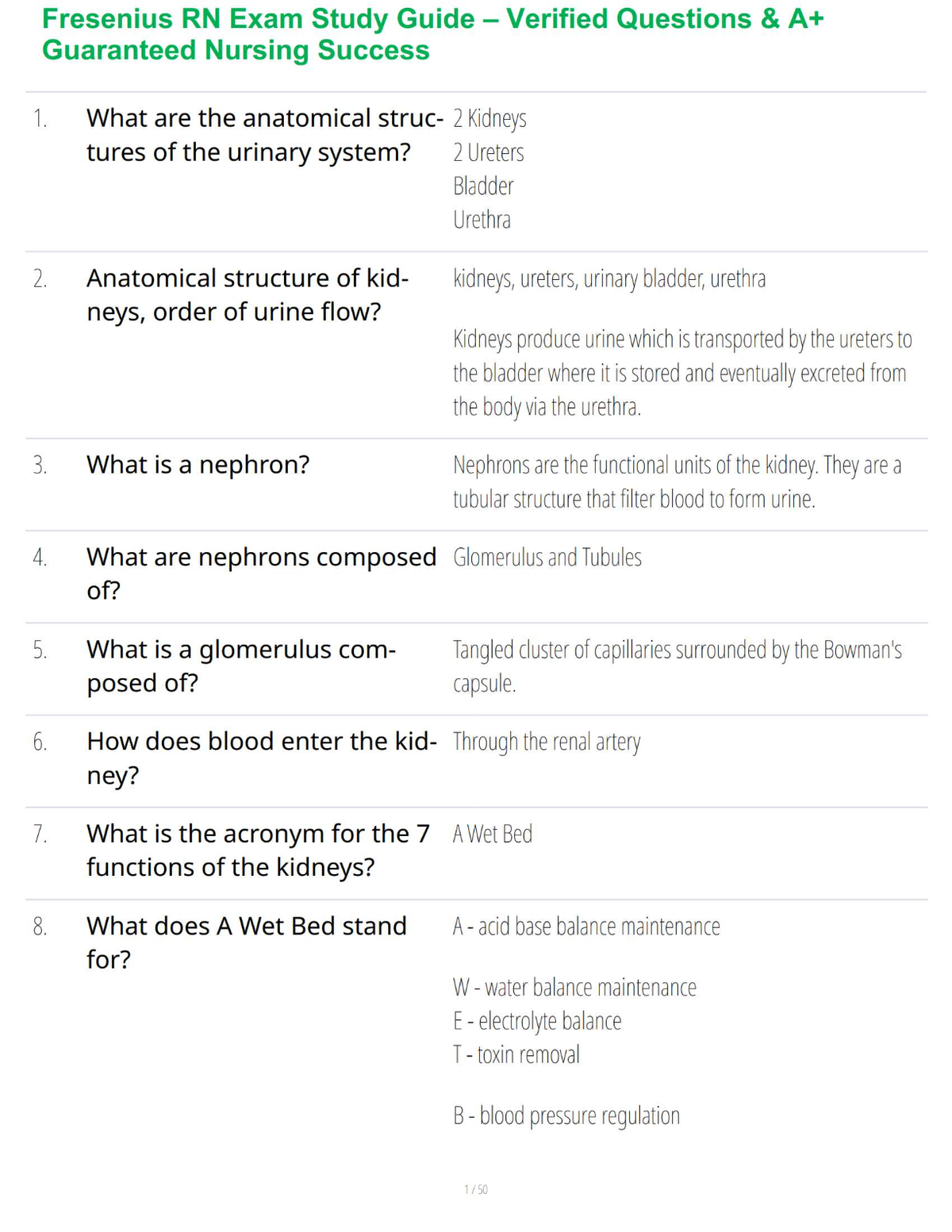 Fresenius RN Exam Study Guide – Verified Questions & A+ Guaranteed Nursing Success