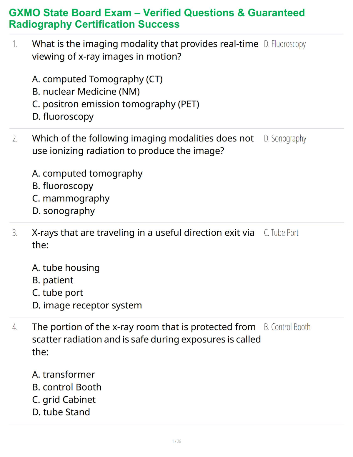 GXMO State Board Exam – Verified Questions & Guaranteed Radiography Certification Success