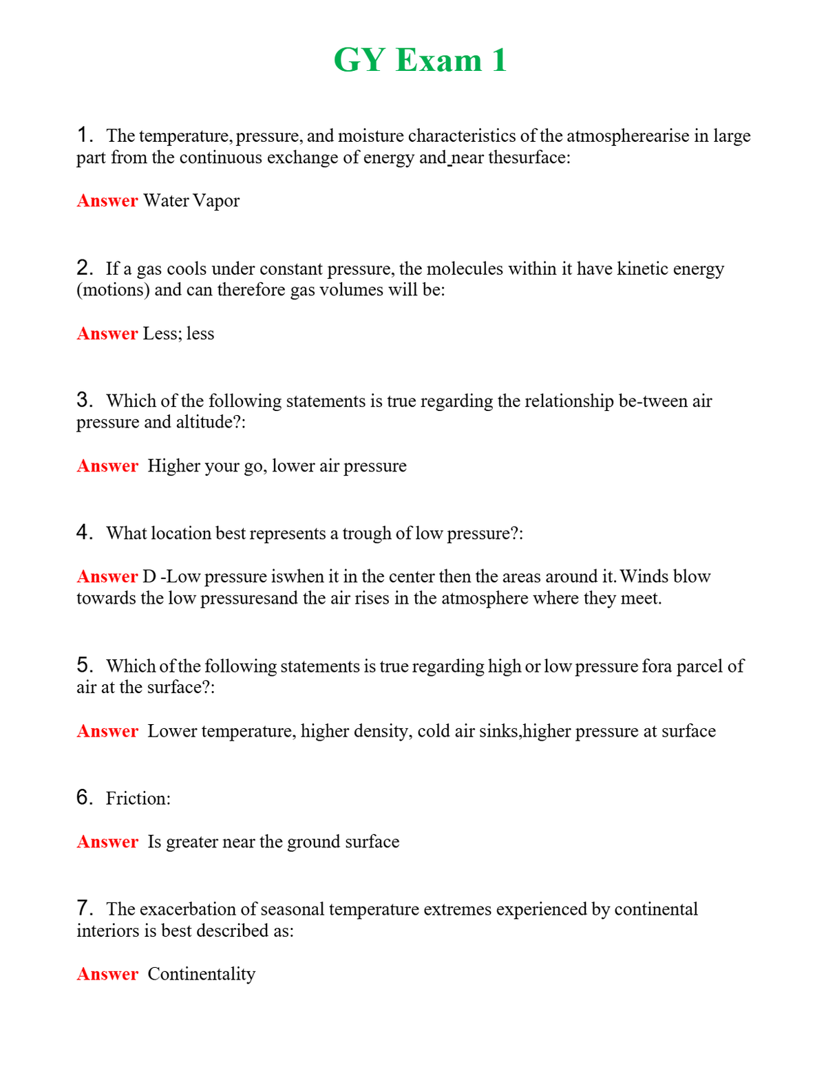 GY Exam 1 | Actual Questions and Verified Answers ( Included ) 100% Correct