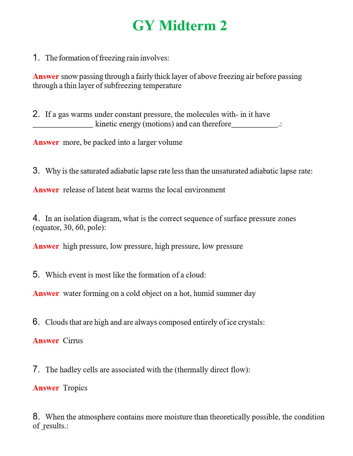 GY Midterm 2 | Actual Questions and Verified Answers ( Included ) 100% Correct