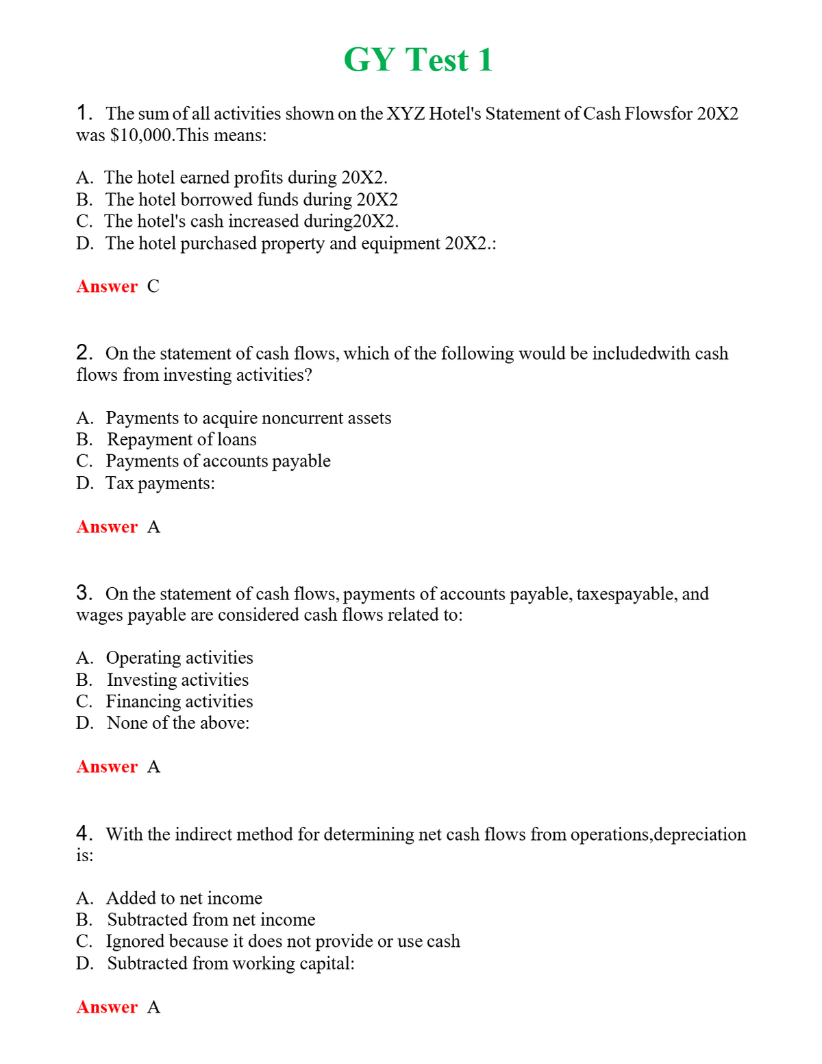 GY Test 1 | Actual Questions and Verified Answers ( Included ) 100% Correct