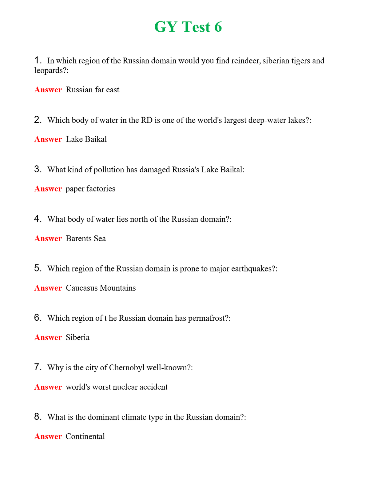 GY Test 6 | Actual Questions and Verified Answers ( Included ) 100% Correct