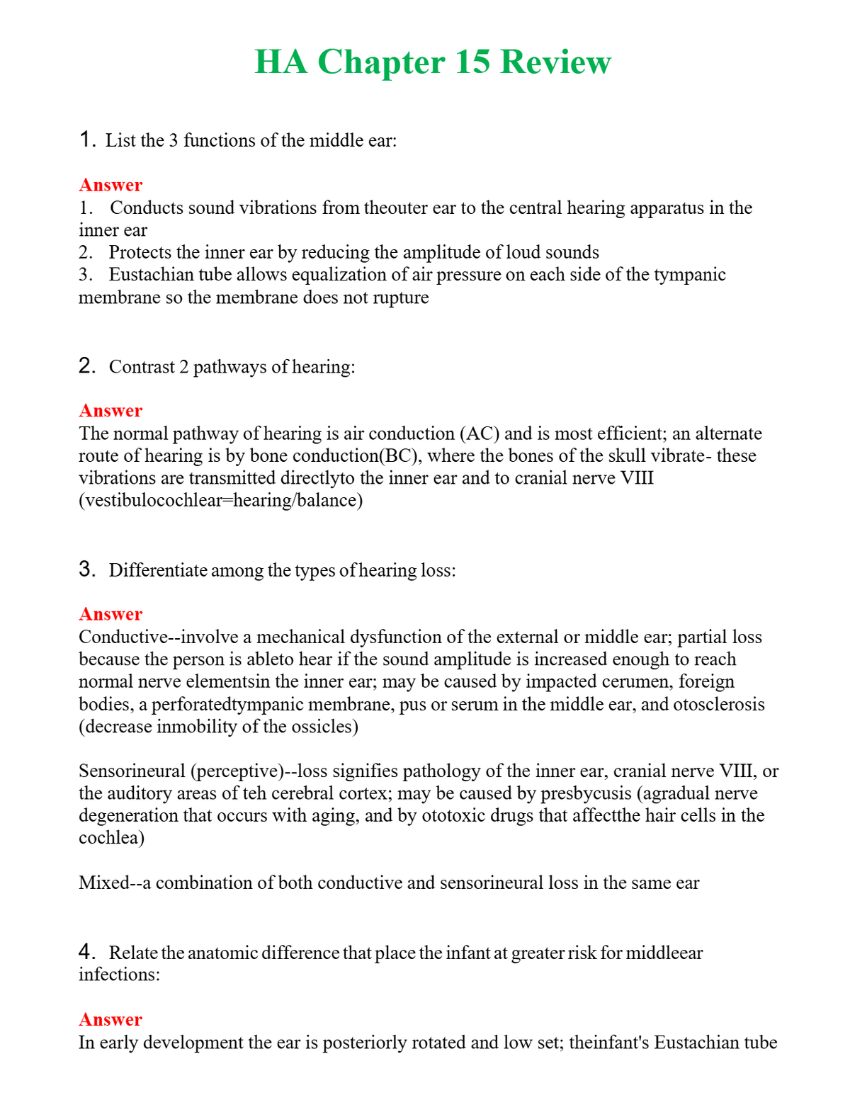 HA Chapter 15 Review Questions With Complete Grade A+ Answers