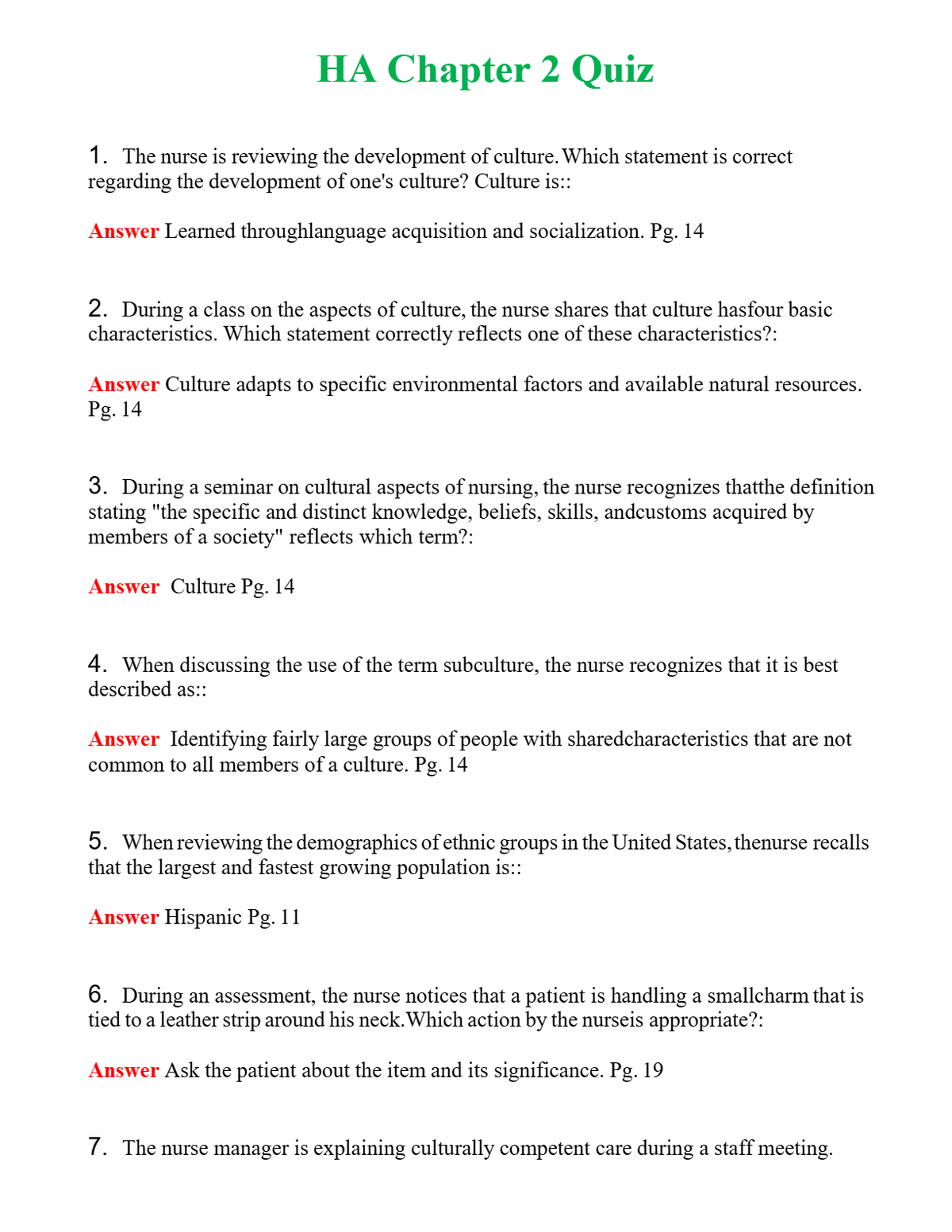 HA Chapter 2 Quiz Questions With Complete Grade A+ Answers