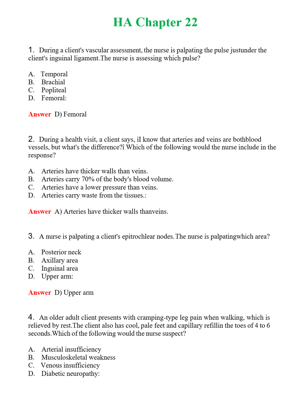 HA Chapter 22 Questions With Complete Grade A+ Answers