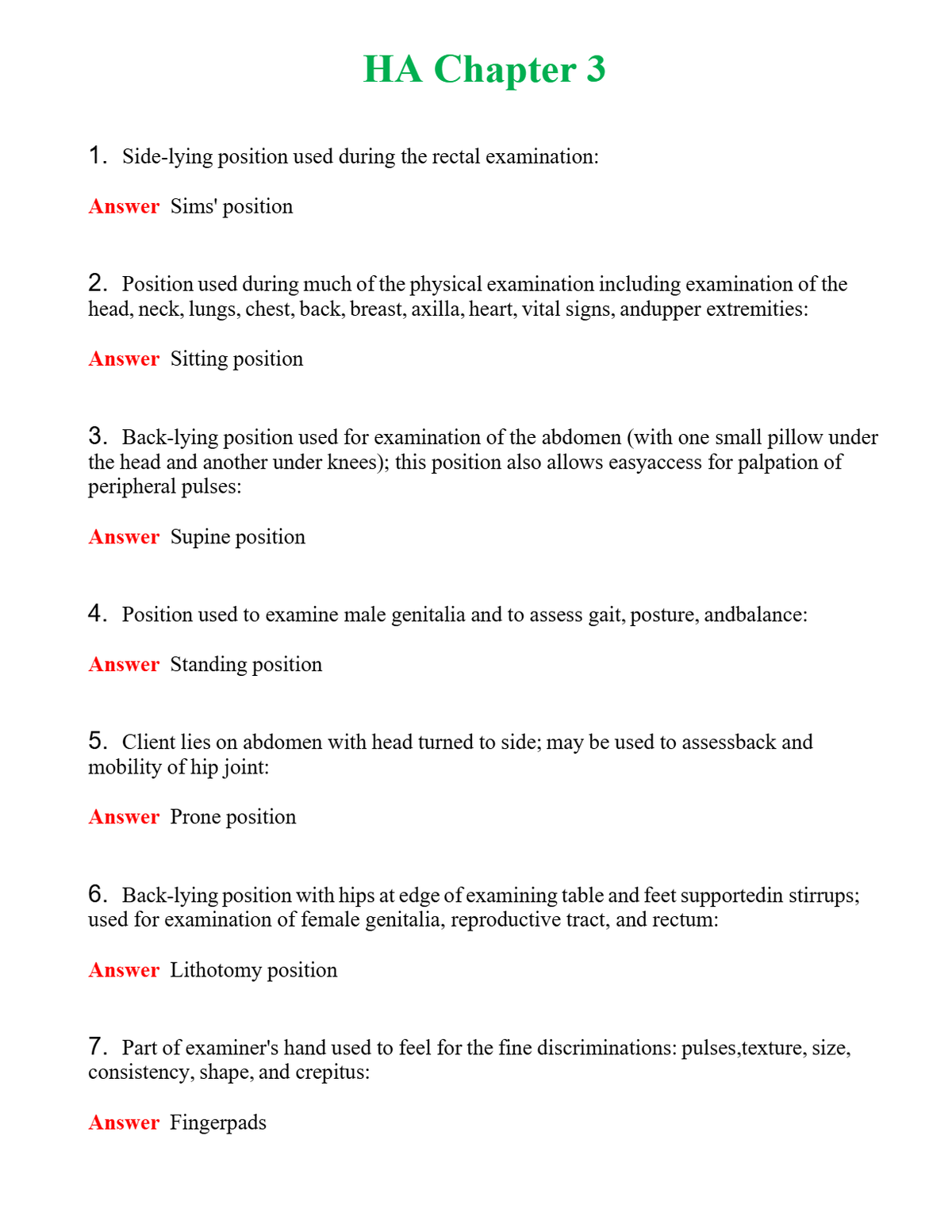 HA Chapter 3 Questions With Complete Grade A+ Answers