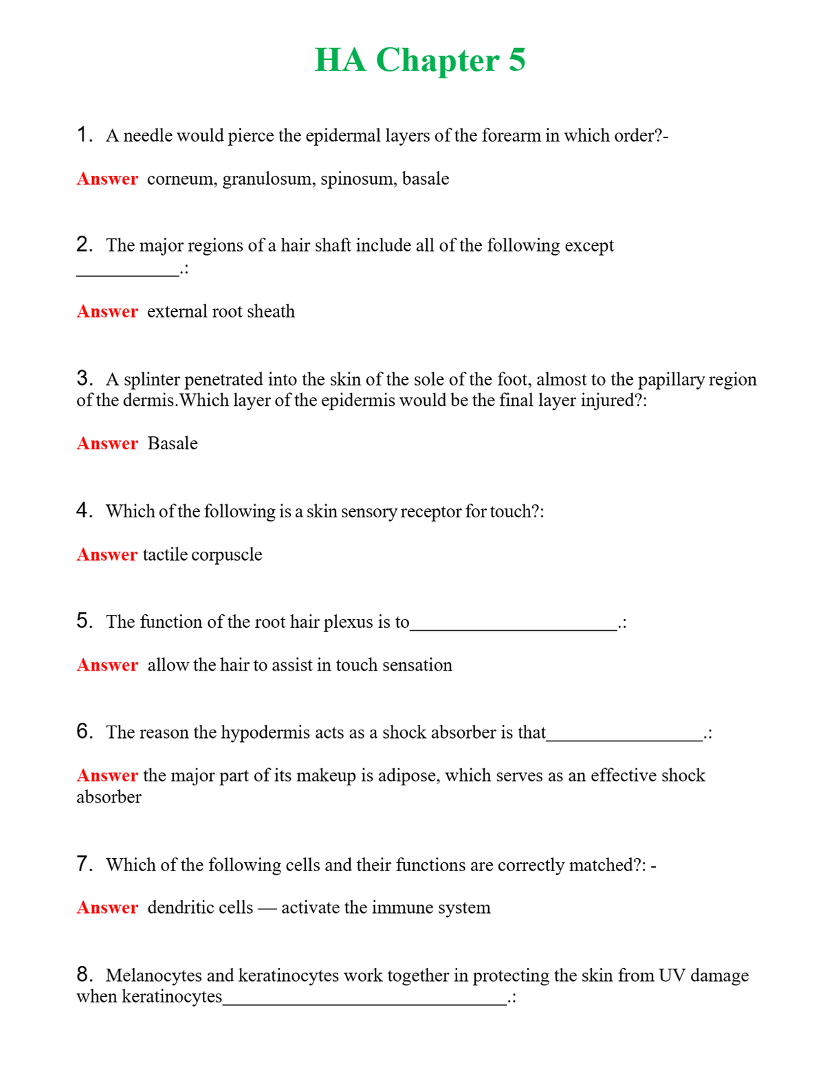 HA Chapter 5 Questions With Complete Grade A+ Answers