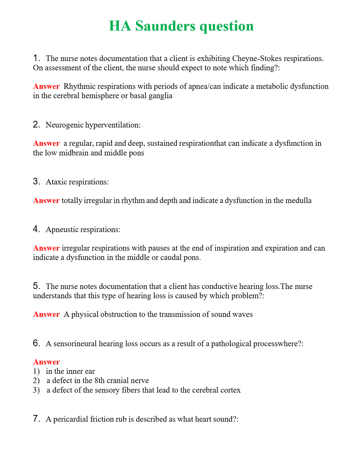 HA Saunders question Questions With Complete Grade A+ Answers