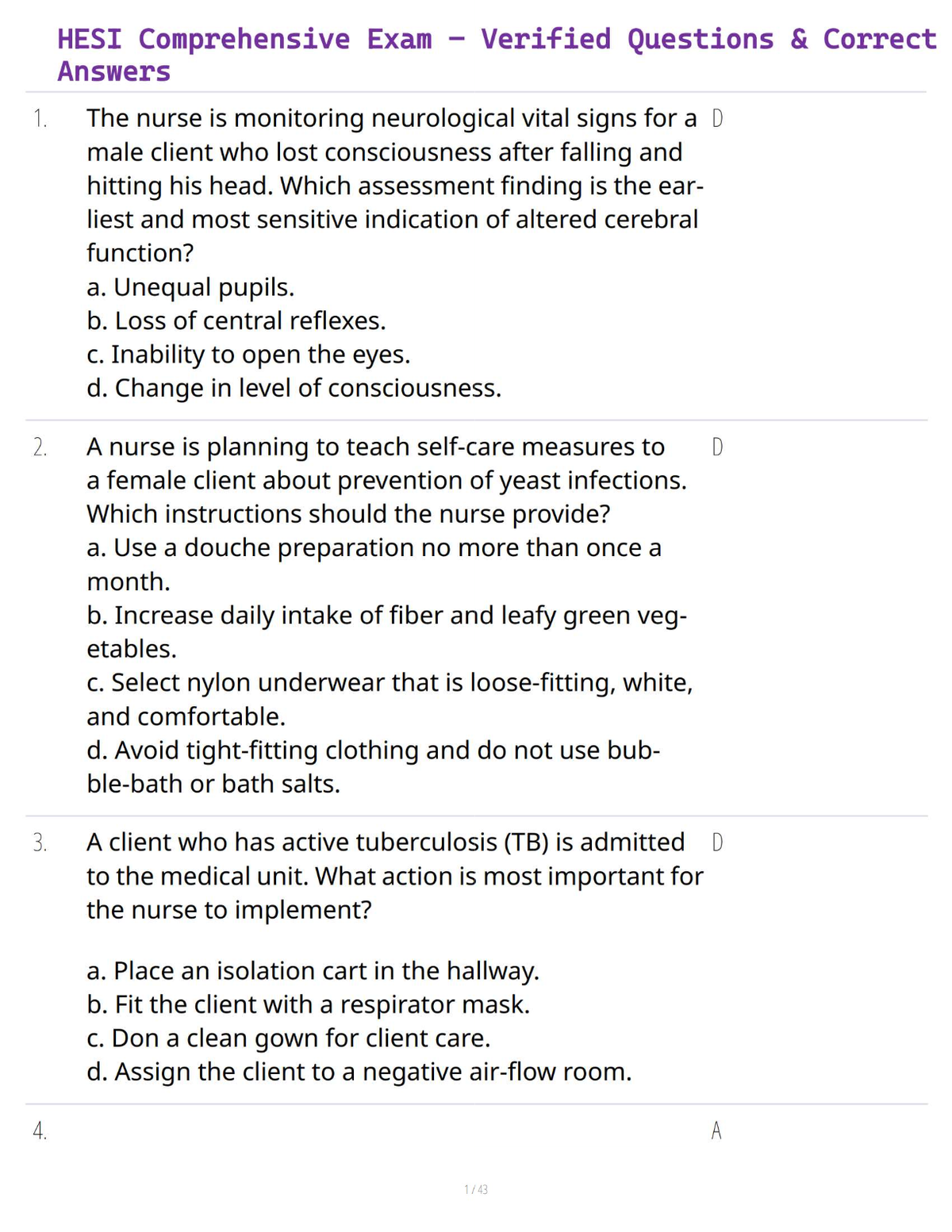 HESI Comprehensive Exam – Verified Questions with Detailed Rationale