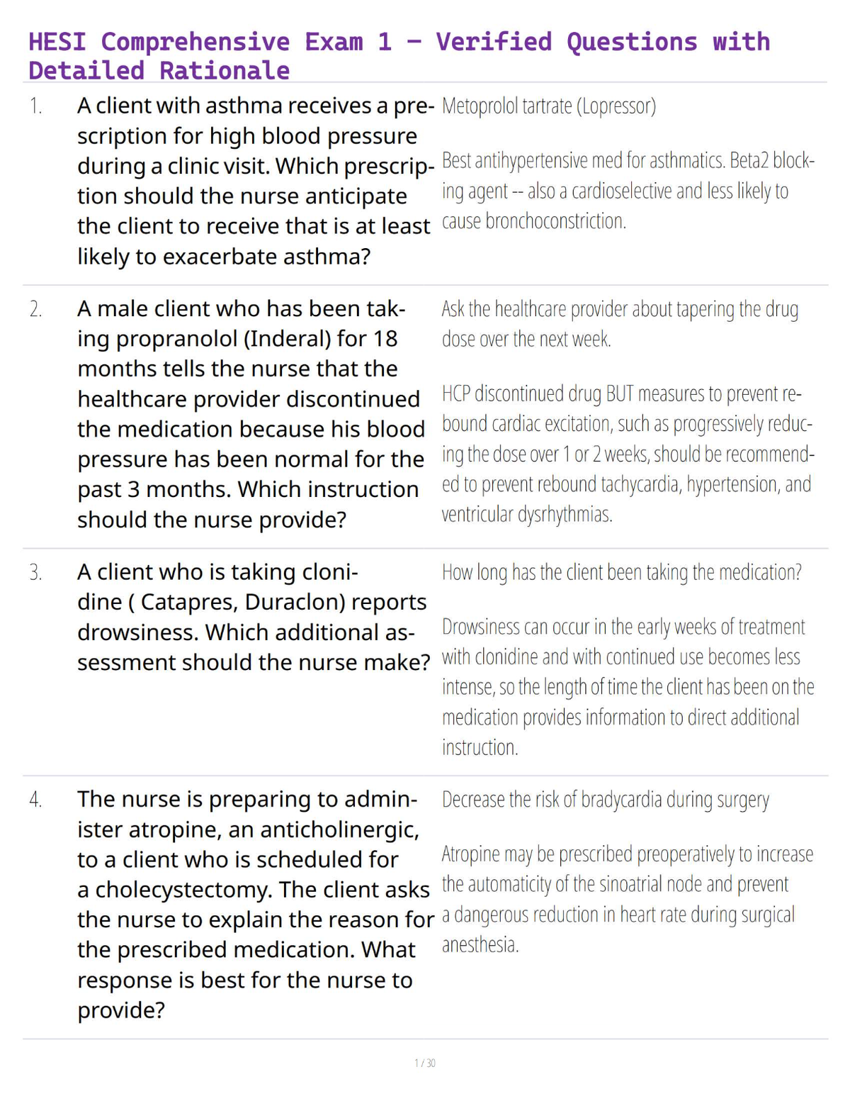 HESI Comprehensive Exam 1 – Verified Questions with Detailed Rationale