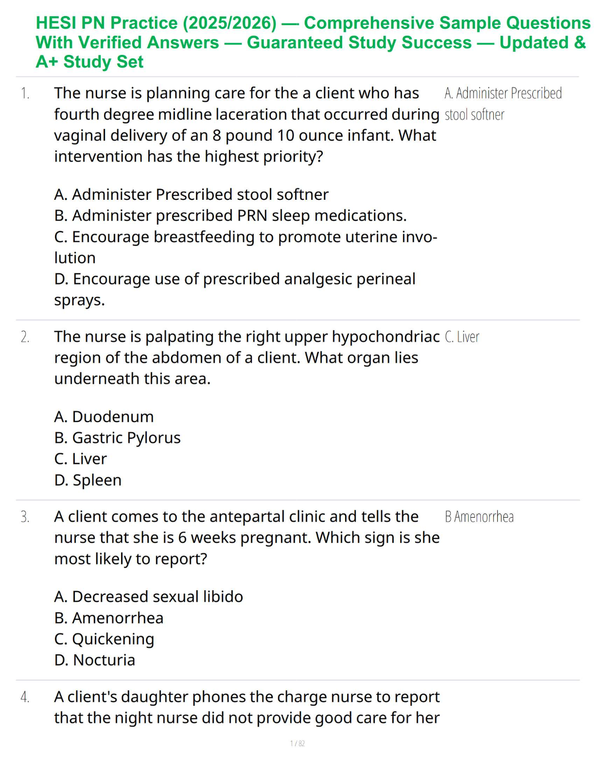 HESI PN Practice (2025/2026) — Comprehensive Sample Questions With Verified Answers — Guaranteed Study Success — Updated & A+ Study Set