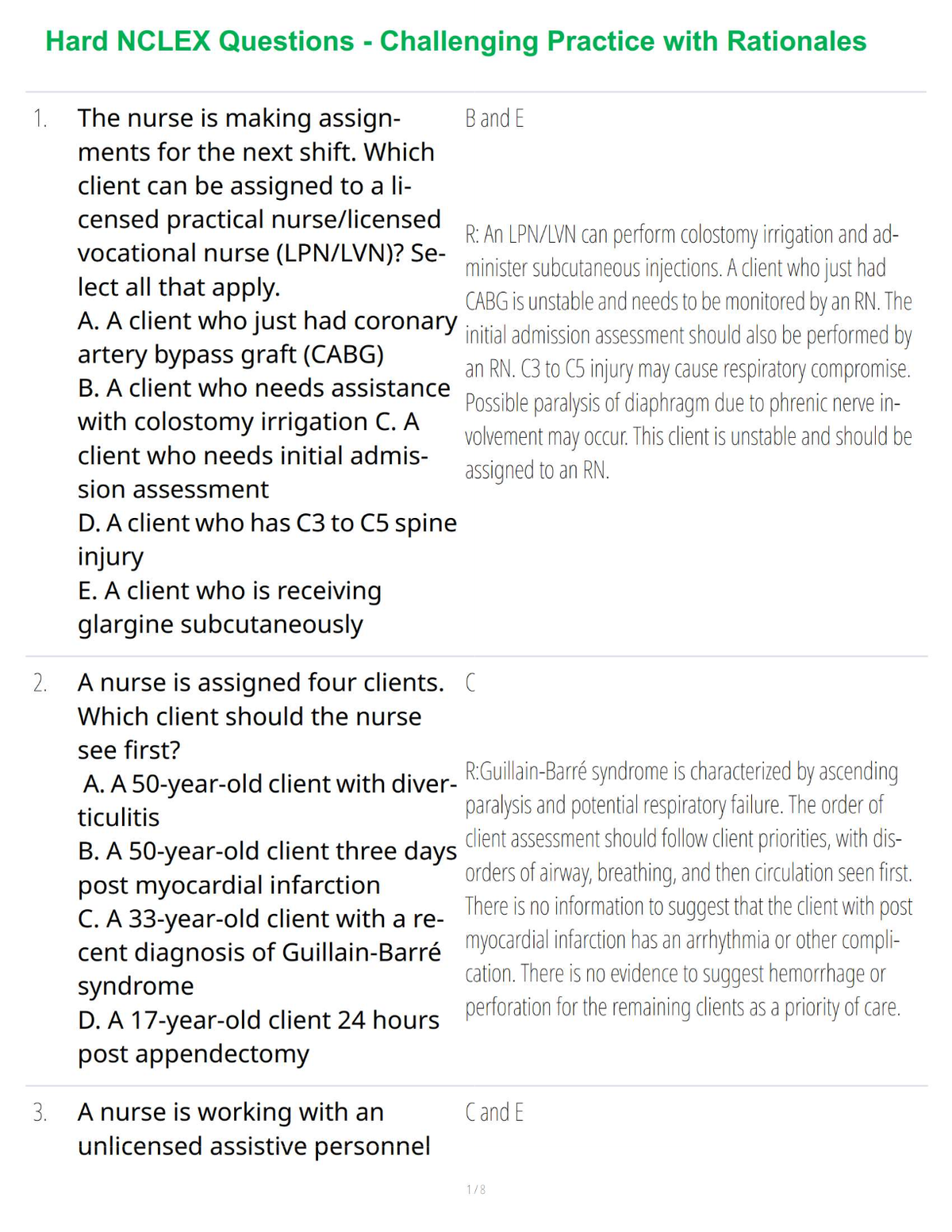 Hard NCLEX Questions - Challenging Practice with Rationales