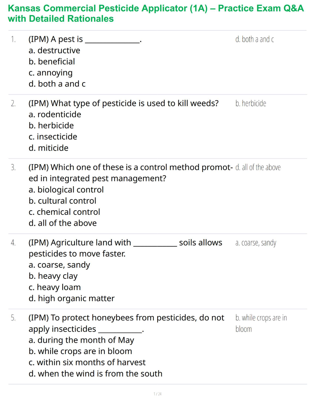 Kansas Commercial Pesticide Applicator (1A) – Exam Prep Guide with Practice Questions