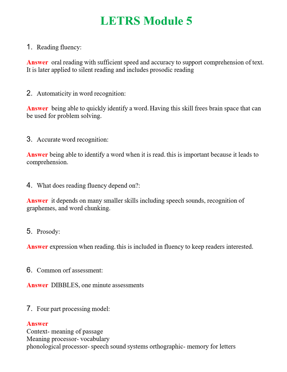 LETRS Module 5 Questions With Complete Grade A+ Answers