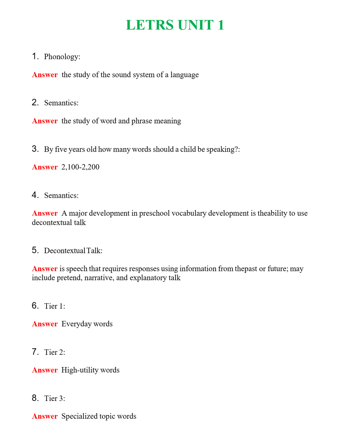 LETRS UNIT 1 Questions With Complete Grade A+ Answers