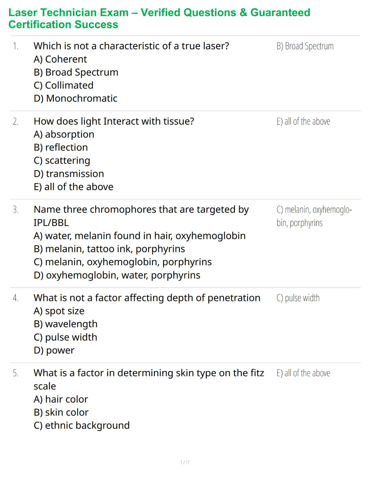 Laser Technician Exam – Verified Questions & Guaranteed Certification Success