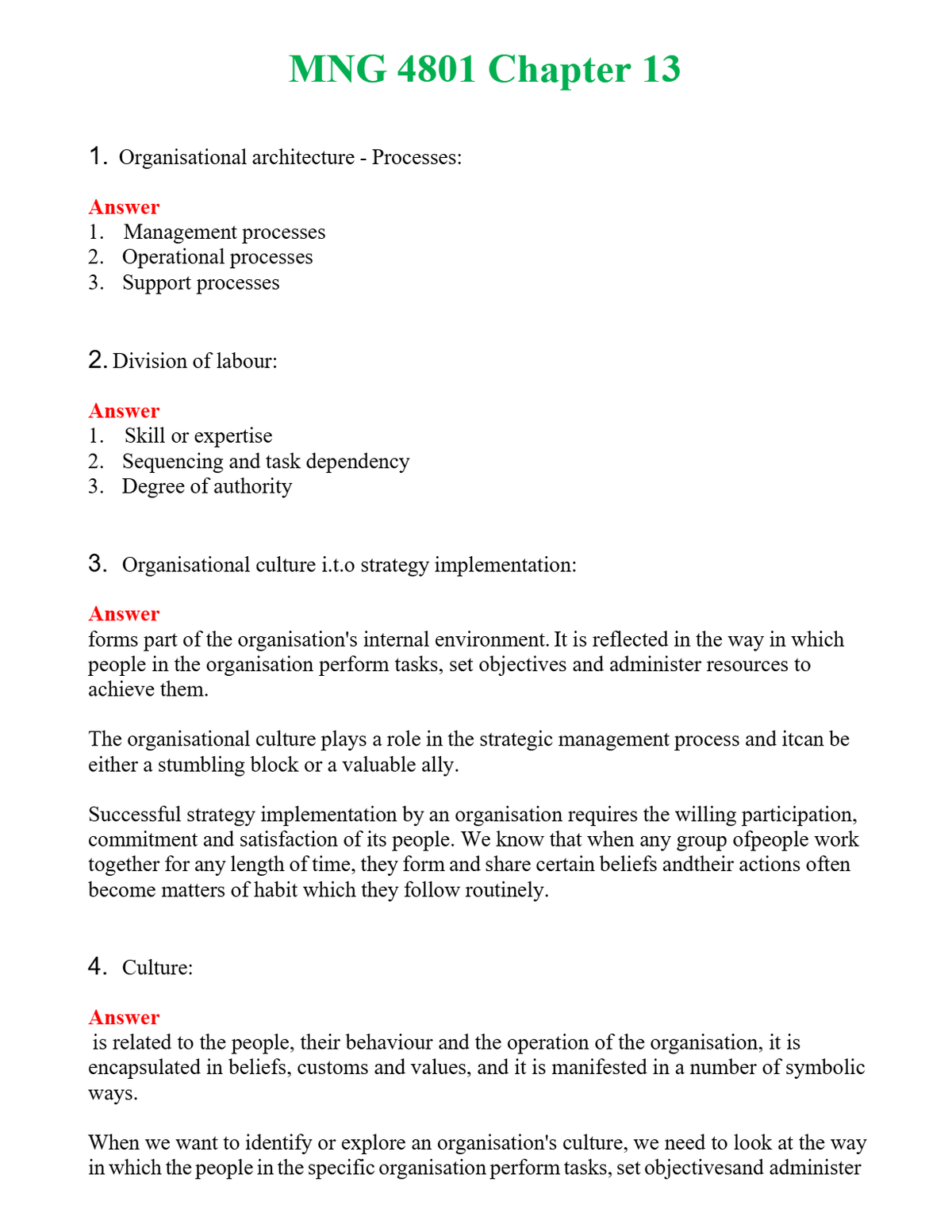 MNG 4801 Chapter 13 | Actual Questions and Verified Answers ( Included ) 100% Correct