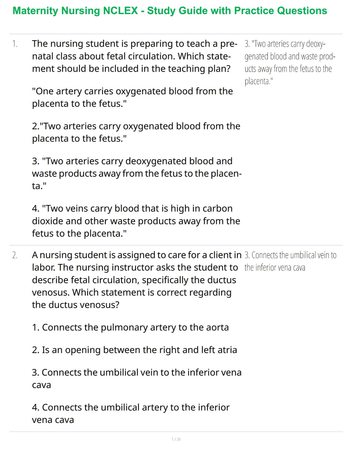 Maternity Nursing NCLEX - Study Guide with Practice Questions