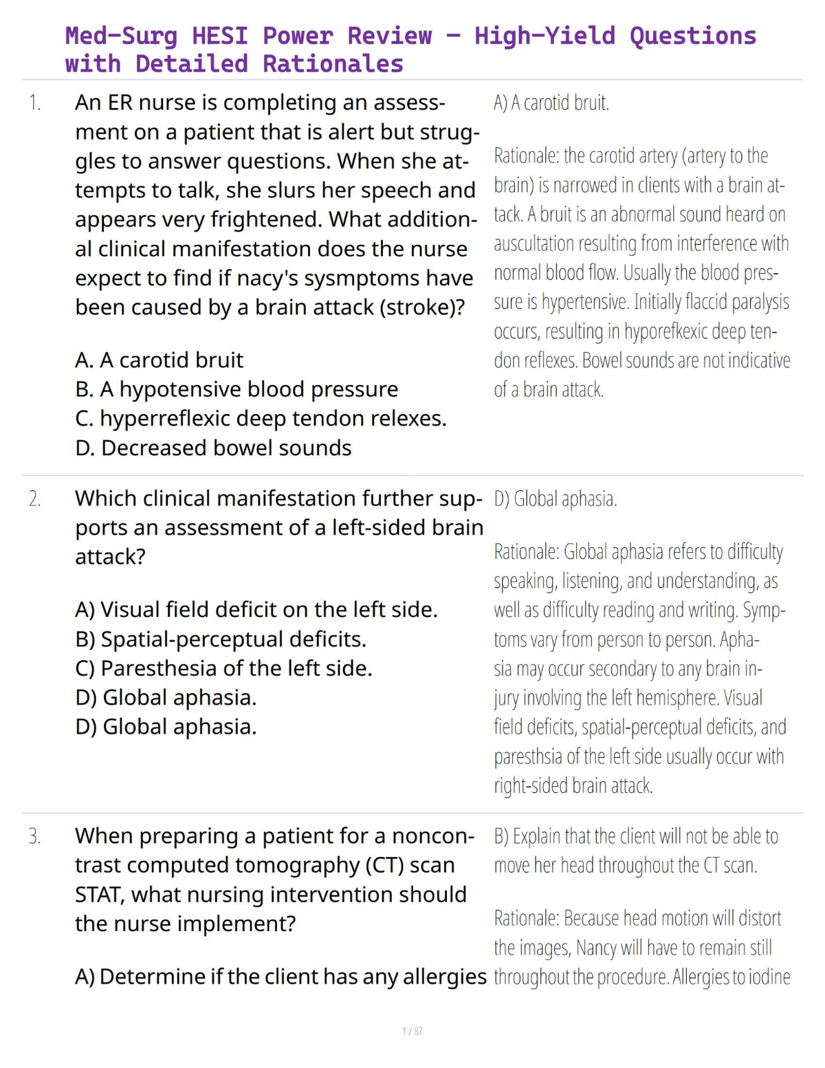 Med-Surg HESI Power Review – High-Yield Questions & Rapid Recall Sheets