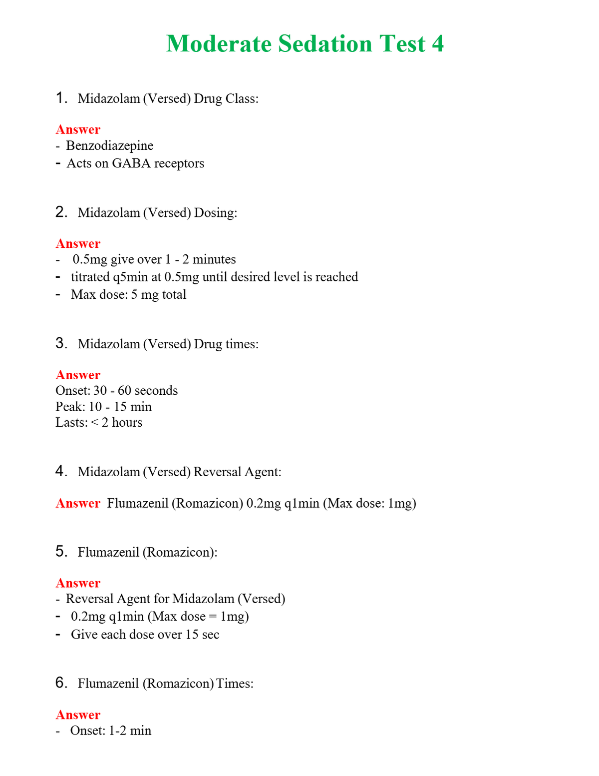 Moderate Sedation Test 4 Questions With Complete Grade A+ Answers