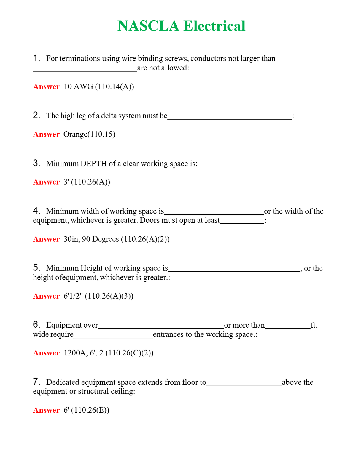 NASCLA Electrical | Actual Questions and Verified Answers ( Included ) 100% Correct