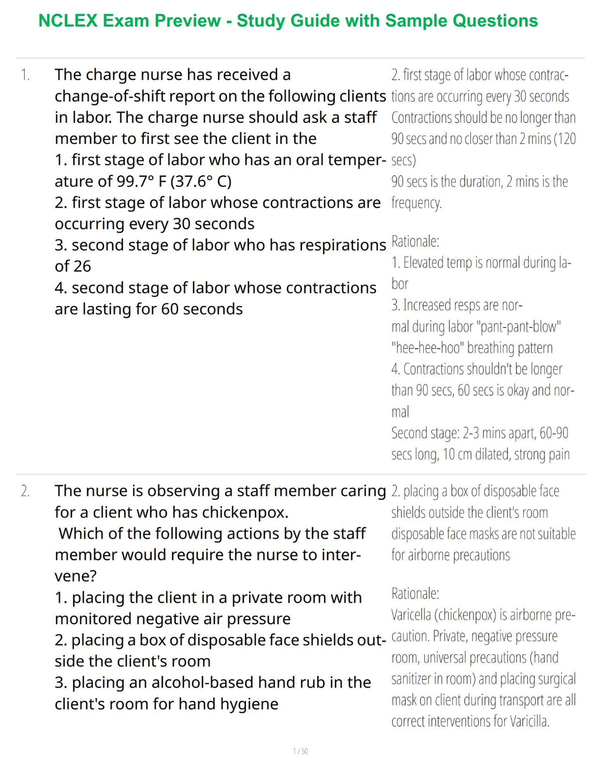 NCLEX Exam Preview - Study Guide with Sample Questions