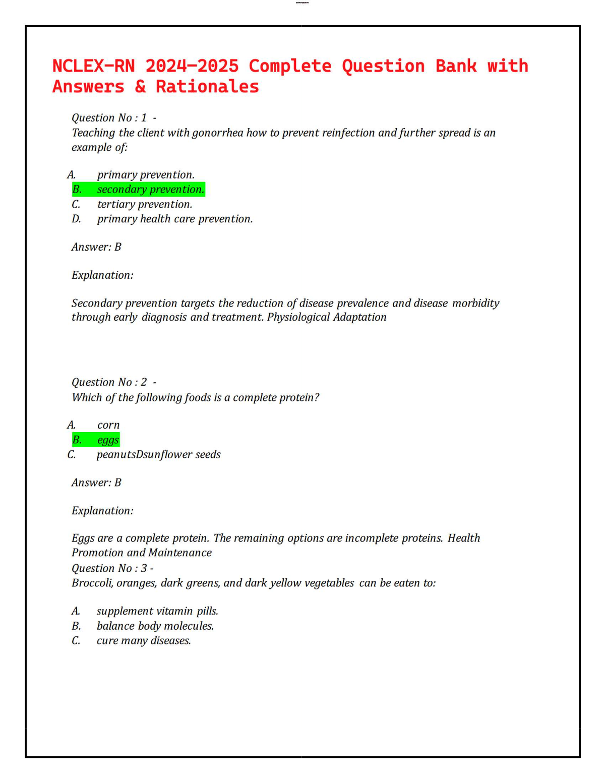 NCLEX-RN 2024–2025 Complete Question Bank with Answers & Rationales