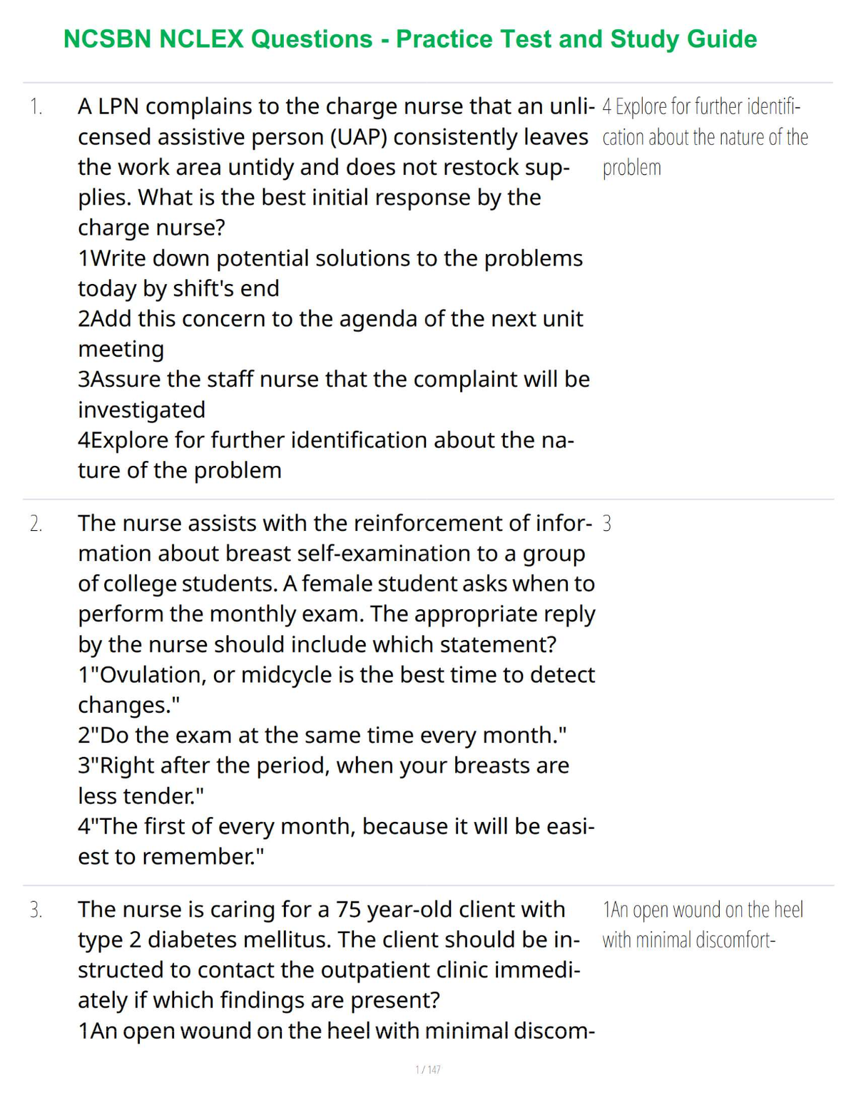 NCSBN NCLEX Questions - Practice Test and Study Guide
