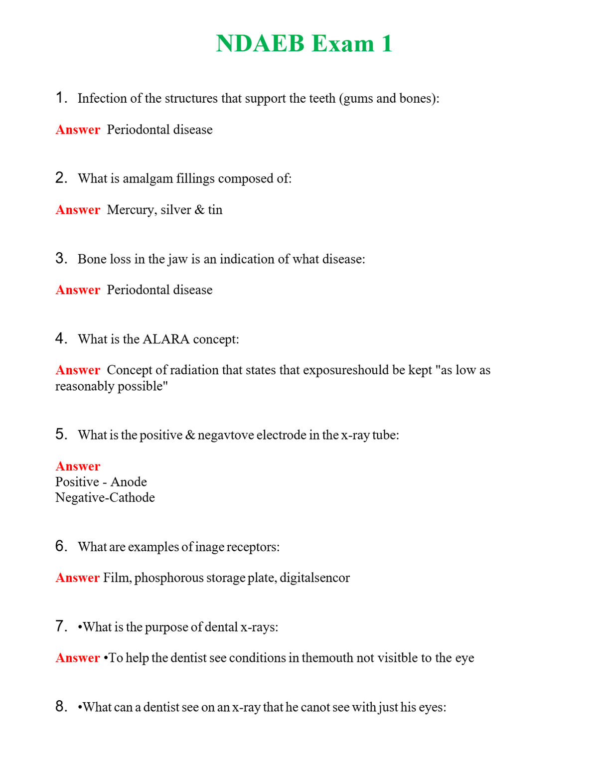 NDAEB Exam 1 Questions With Complete Grade A+ Answers