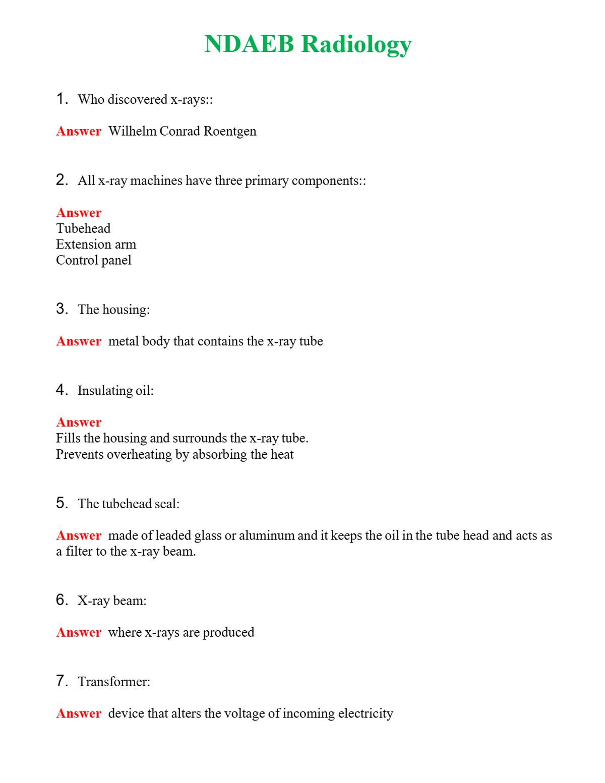 NDAEB Radiology Questions With Complete Grade A+ Answers