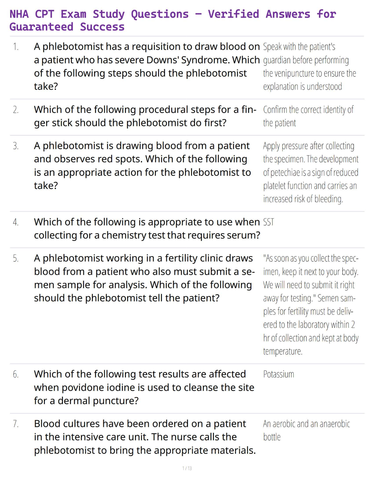 NHA CPT Exam Study Questions – Verified Answers for Guaranteed Success