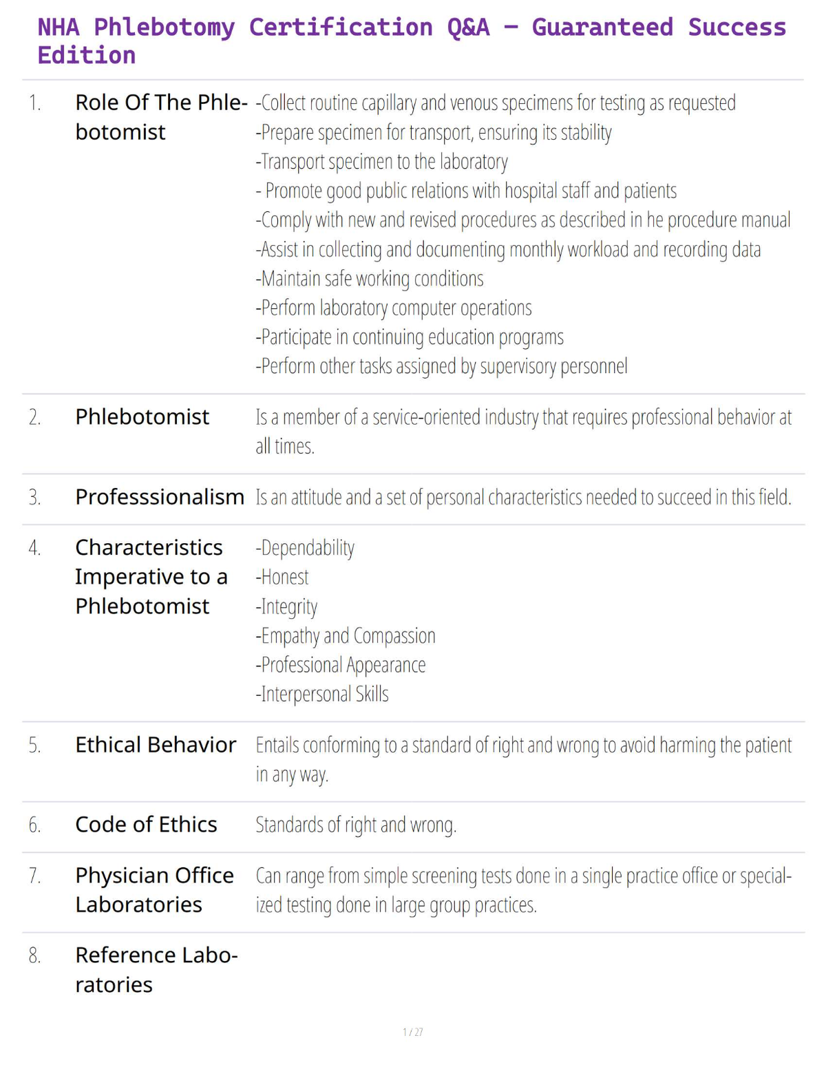 NHA Phlebotomy Certification Q&A – Guaranteed Success Edition