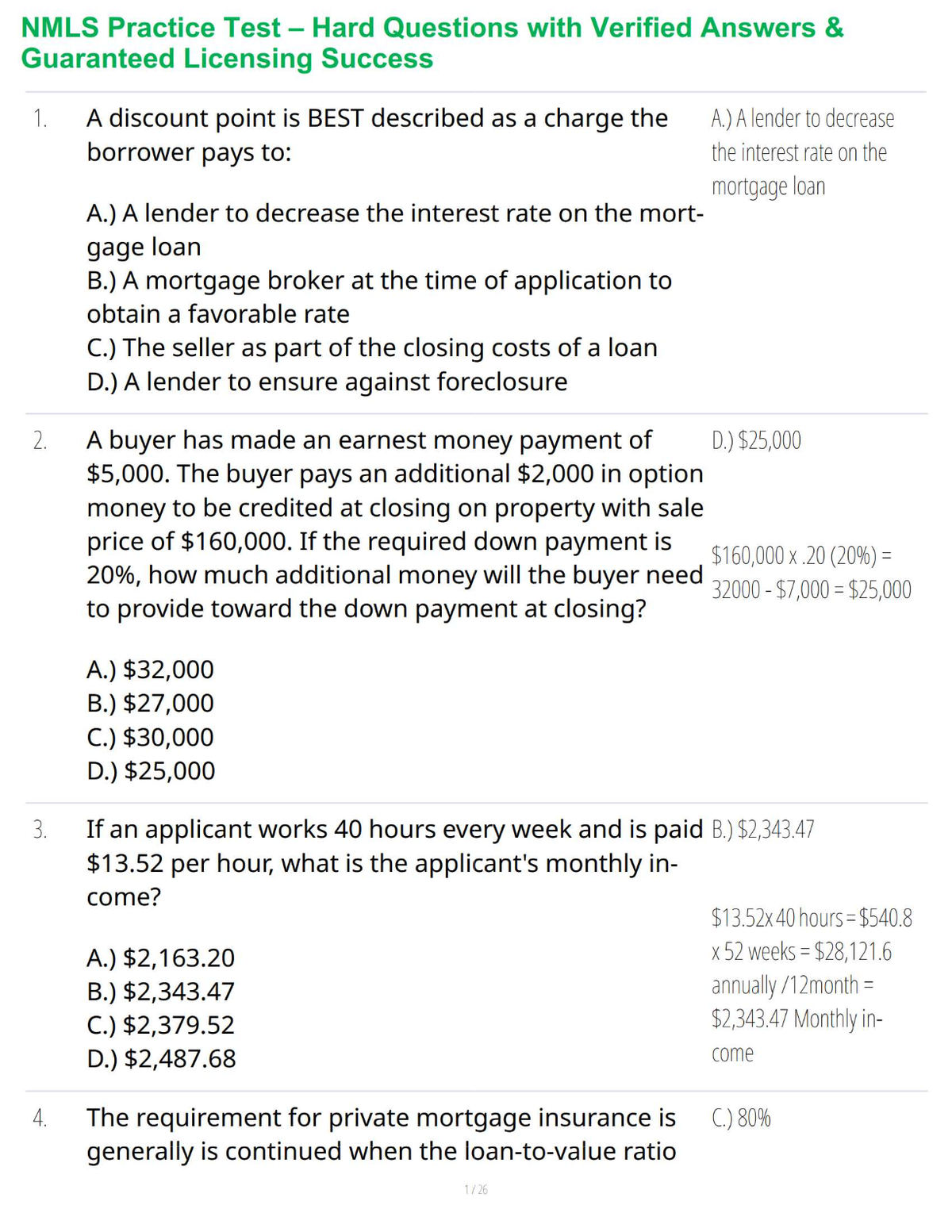 NMLS Practice Test – Hard Questions with Verified Answers & Guaranteed Licensing Success