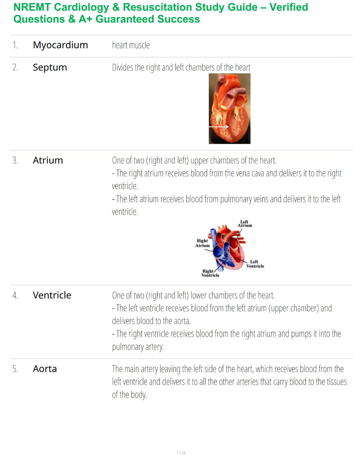 NREMT Cardiology & Resuscitation Study Guide – Verified Questions & A+ Guaranteed Success