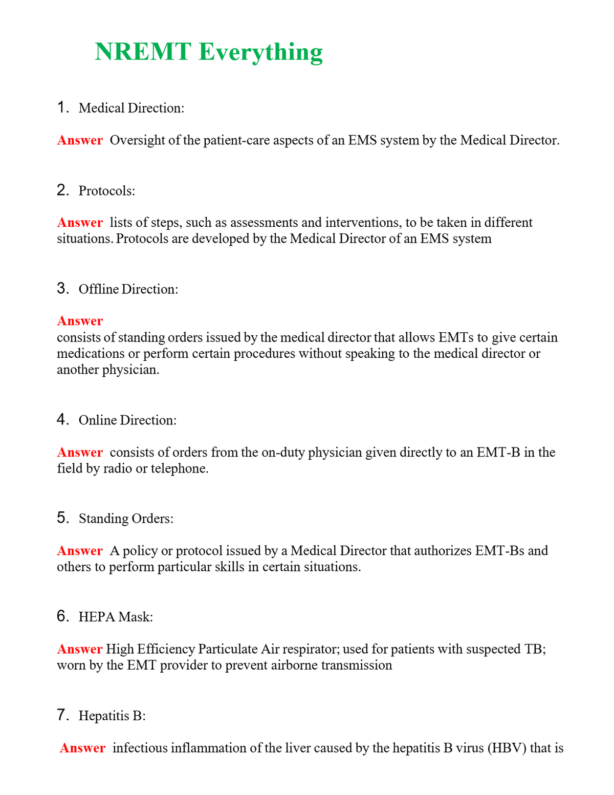 NREMT Everything you need to know Questions With Complete Grade A+ Answers