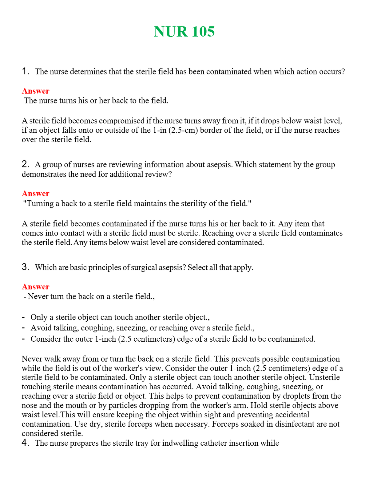 NUR 105 | A+ RATED GUIDE | QUESTIONS AND ANSWERS (SOLVED)