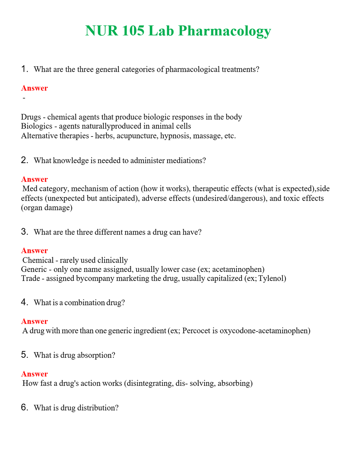 NUR 105 LAB PHARMACOLOGY | PASSED | A+ RATED GUIDE | NEW FULL EXAM