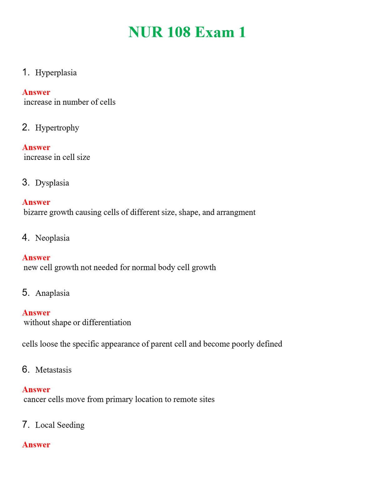 NUR 108 EXAM 1 | WITH 100% VERIFIED ANSWERS