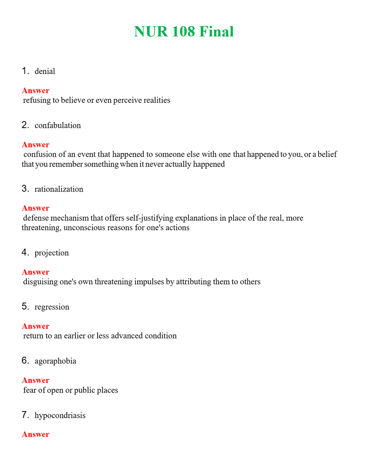 NUR 108 FINAL | A+ RATED GUIDE | QUESTIONS AND ANSWERS (SOLVED)